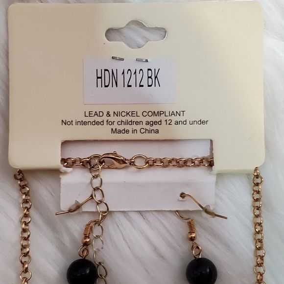 Black Bobble Statement Necklace & Earrings - Picture 4 of 4